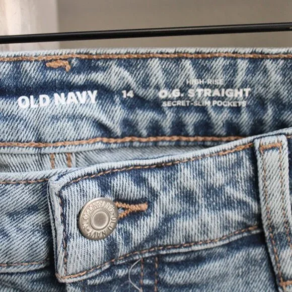 Old Navy High-Waisted OG Straight Ankle Jeans Light Blue Vintage Wash sz 14 NWT - Picture 3 of 9